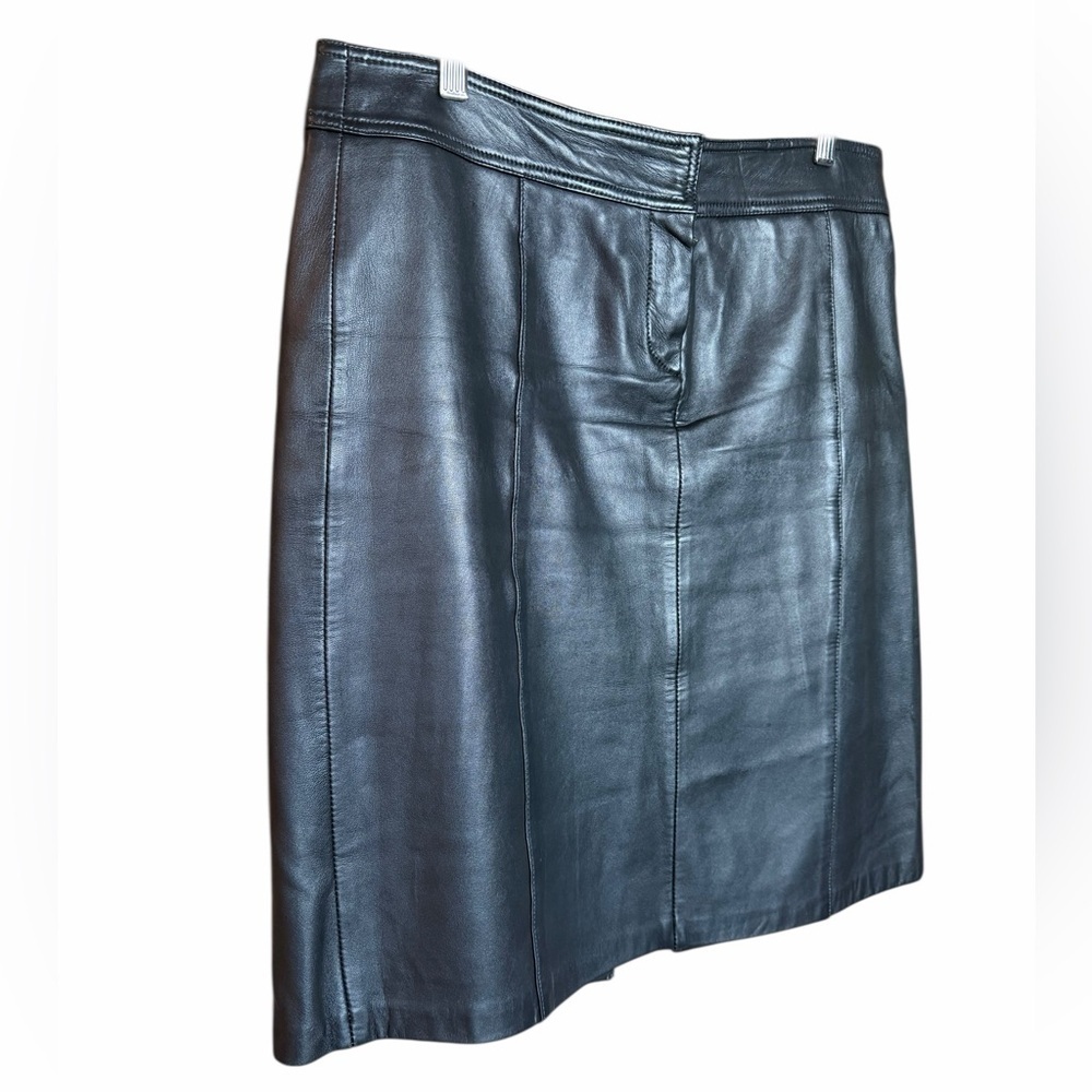 Tommy Hilfiger Black buttery soft Leather fully lined Pencil Skirt size -12 - Picture 2 of 7